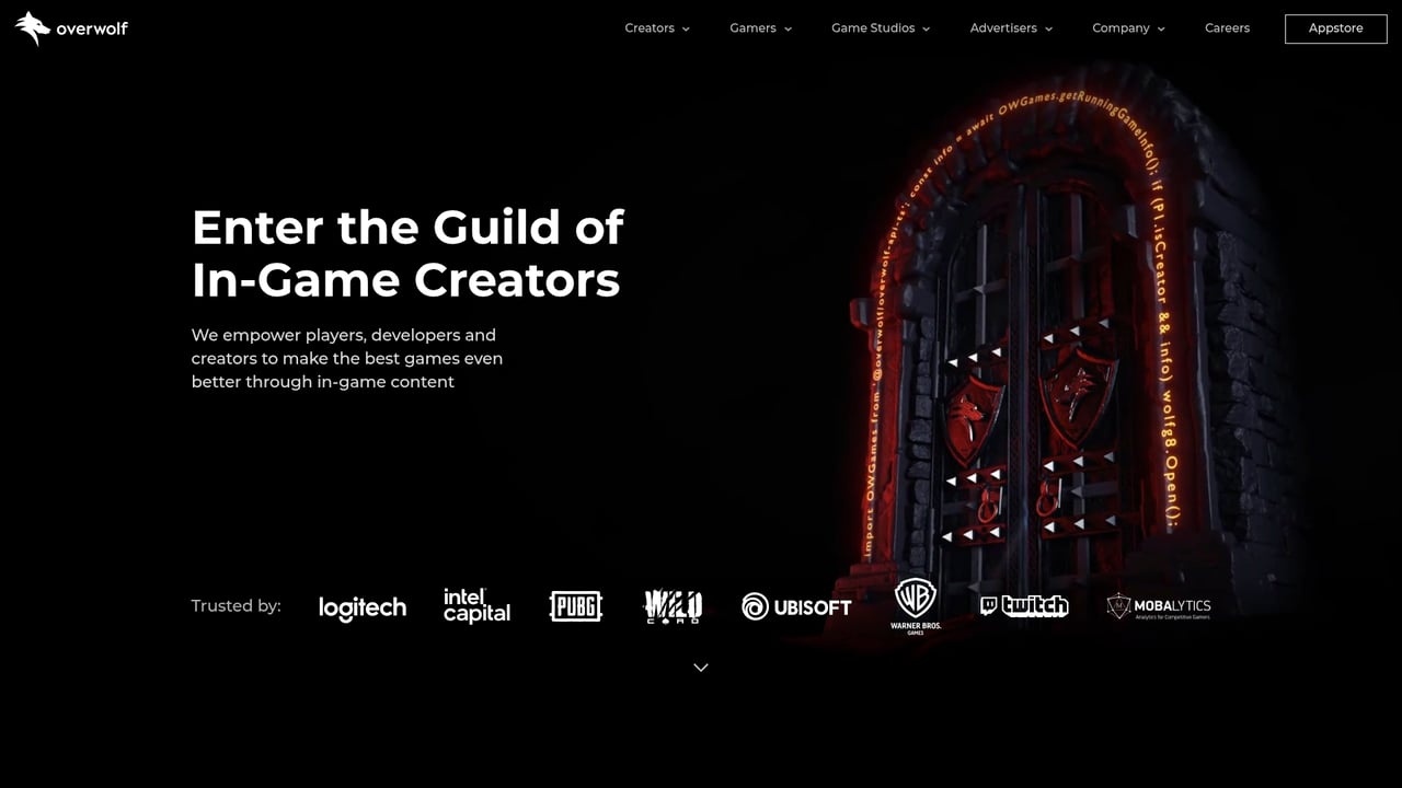 Screenshot of Overwolf website