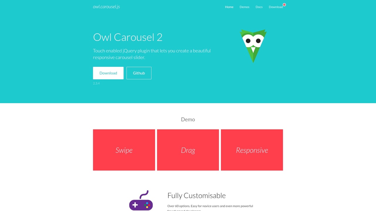 Screenshot of OWL Carousel website