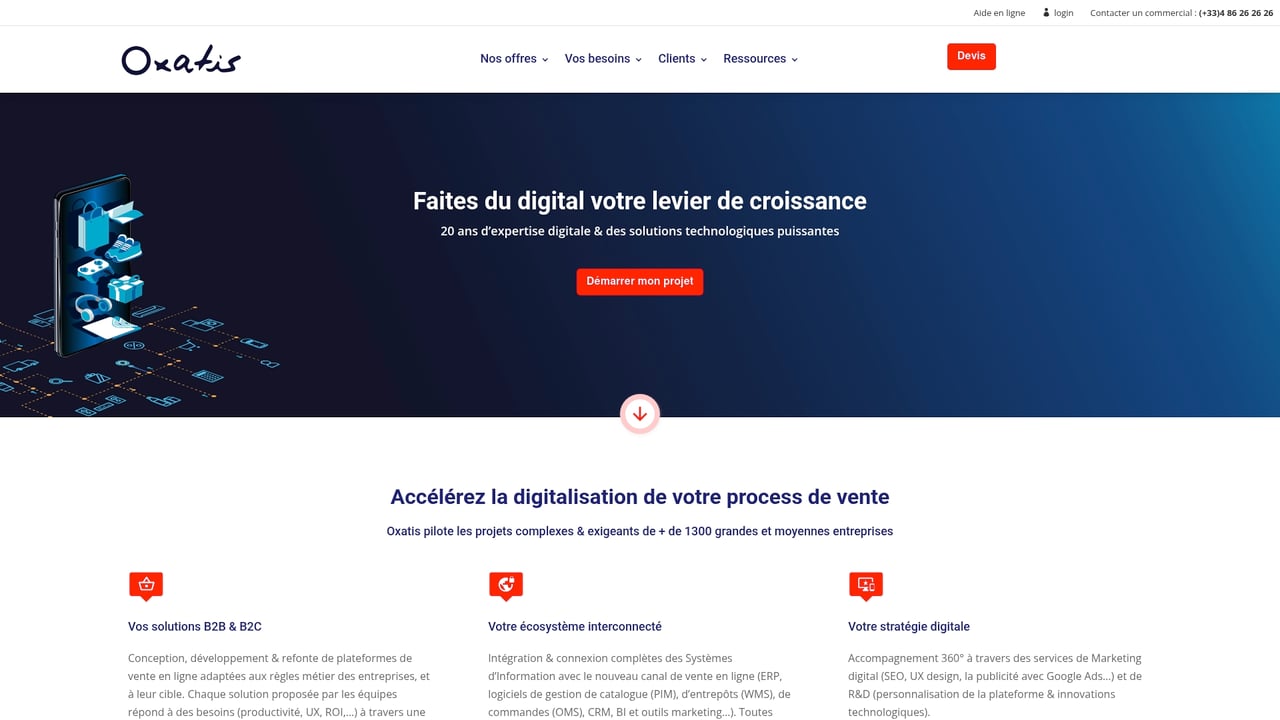 Screenshot of Oxatis website