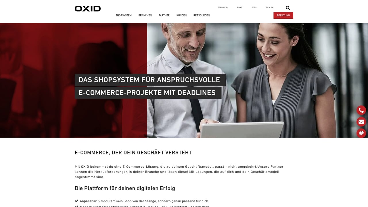 Screenshot of OXID eShop Enterprise Edition website