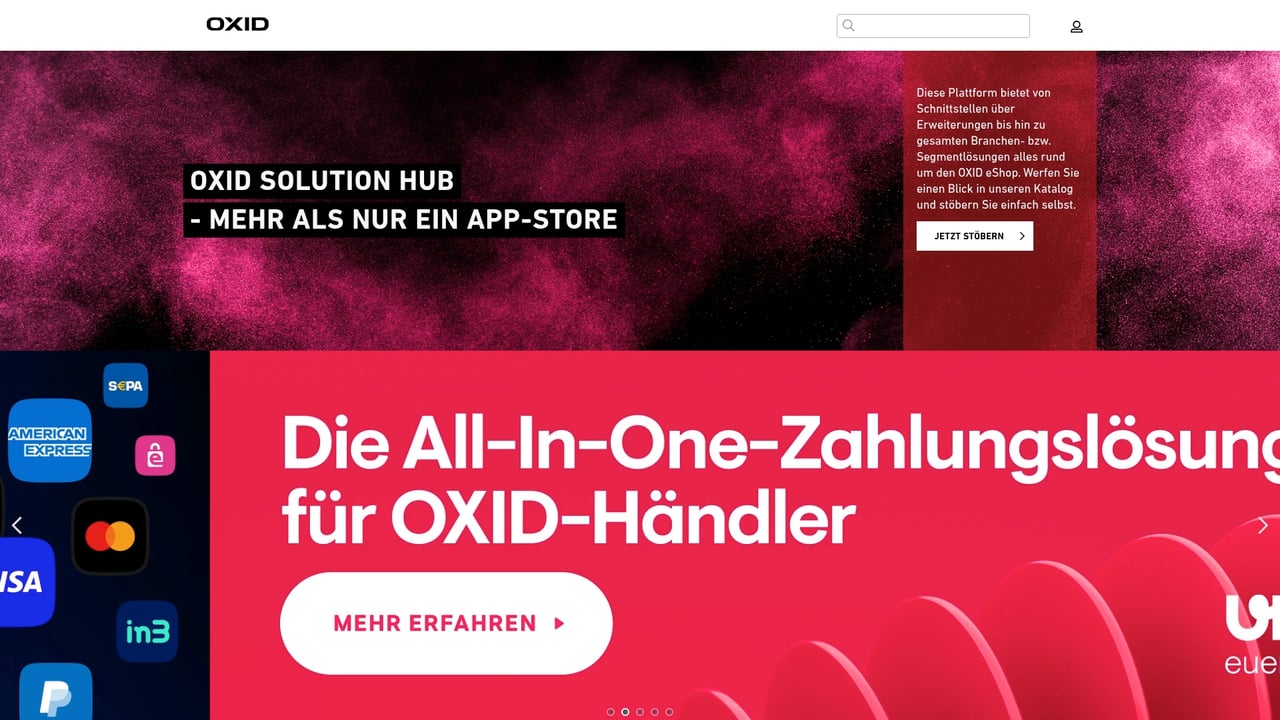 Screenshot of OXID eShop Professional Edition website