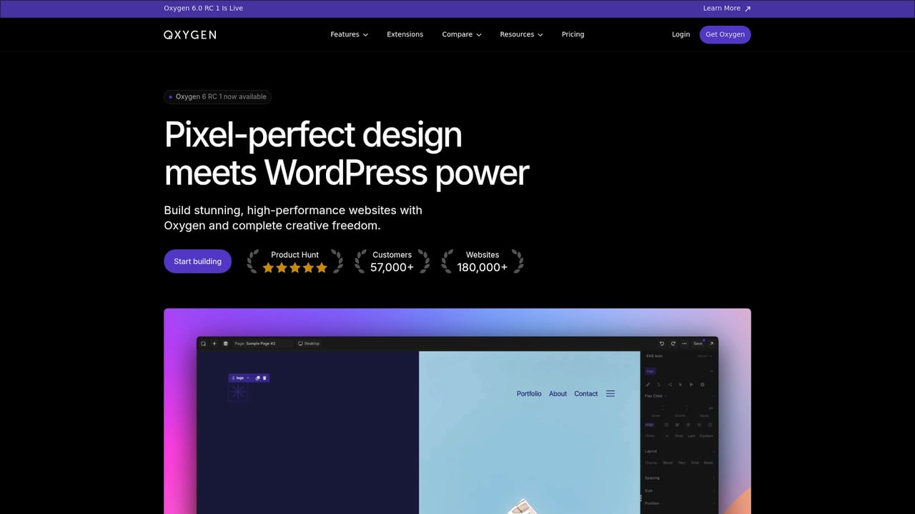 Screenshot of Oxygen website