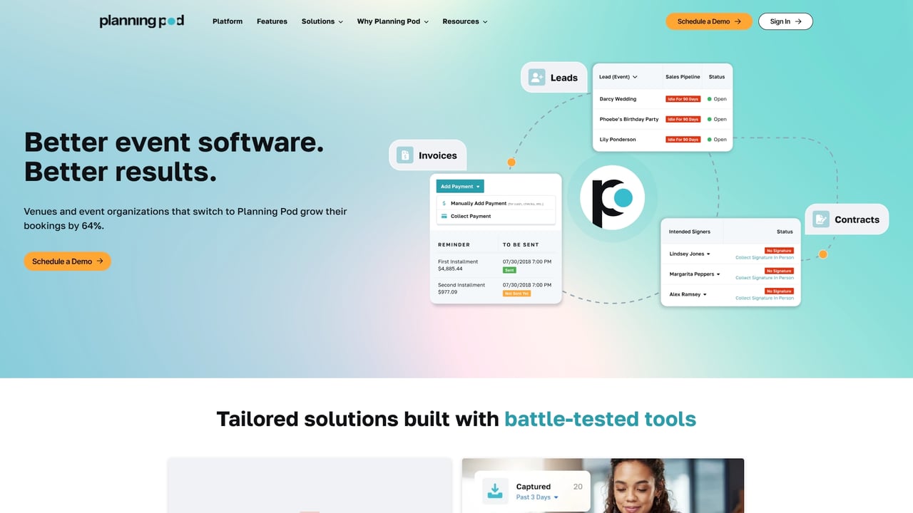 Screenshot of Planning Pod website