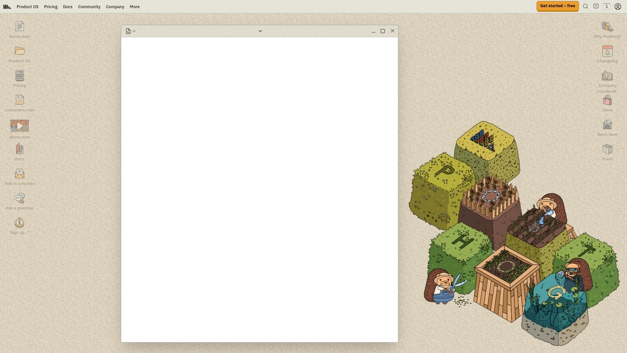 Screenshot of PostHog website