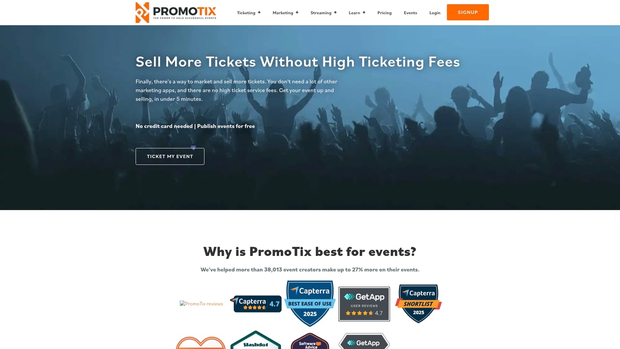 Screenshot of PromoTix website