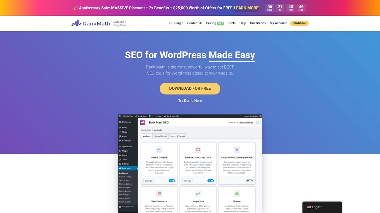Screenshot of RankMath SEO website