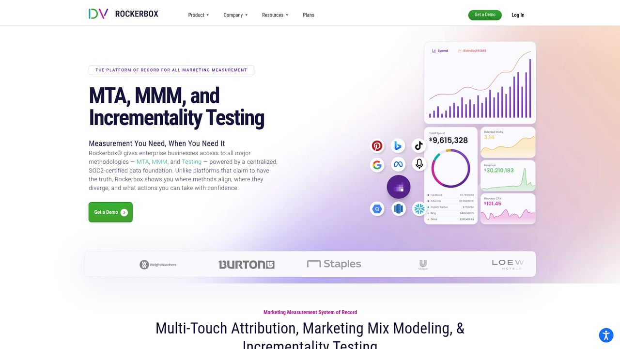 Screenshot of Rockerbox website