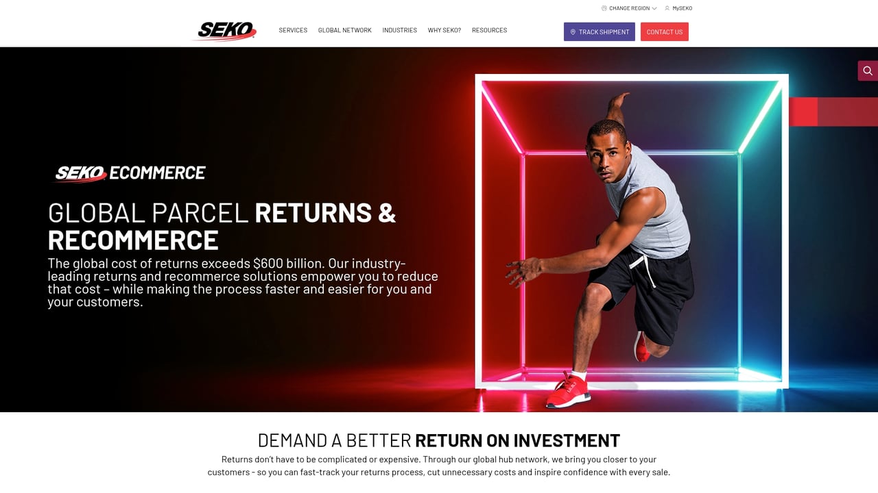 Screenshot of Seko OmniReturns website
