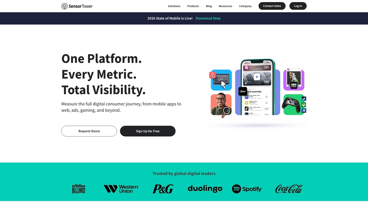 Screenshot of Sensor Tower website