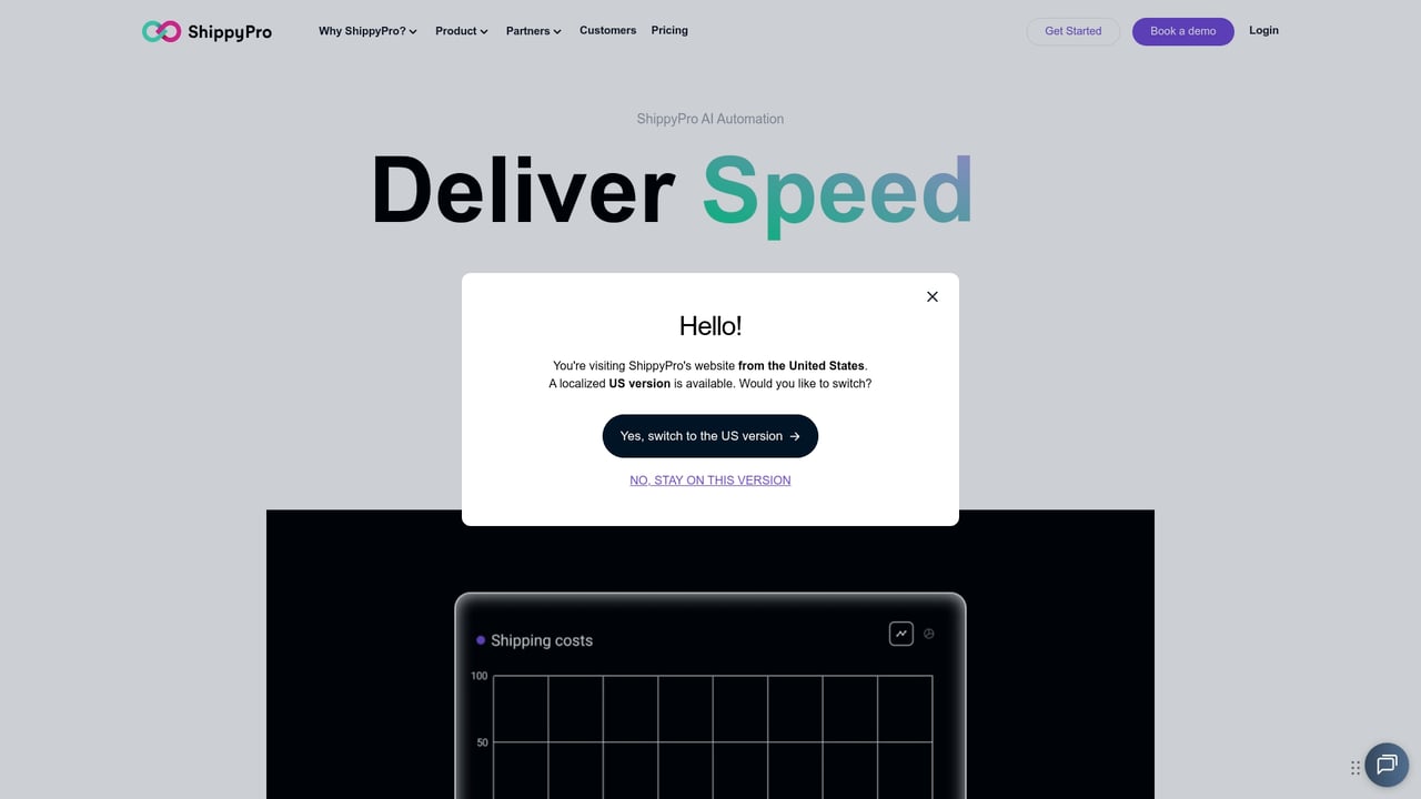 Screenshot of ShippyPro website