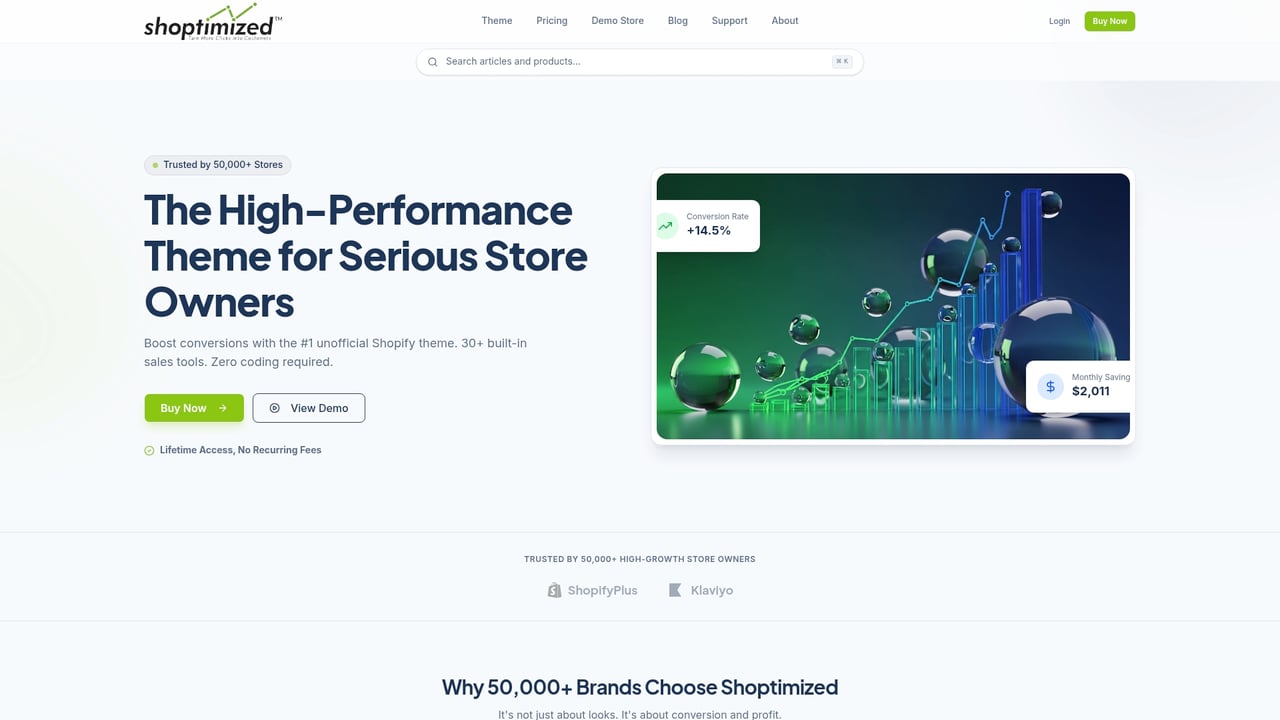 Screenshot of Shoptimized website