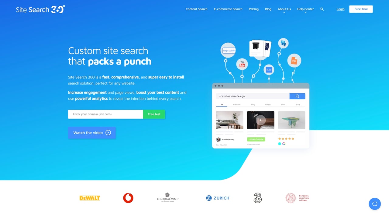 Screenshot of Site Search 360 website