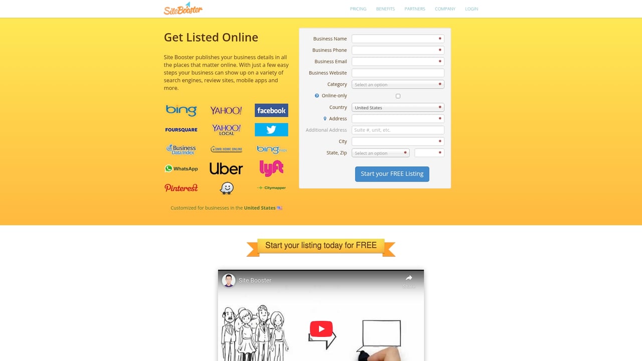 Screenshot of SiteBooster website
