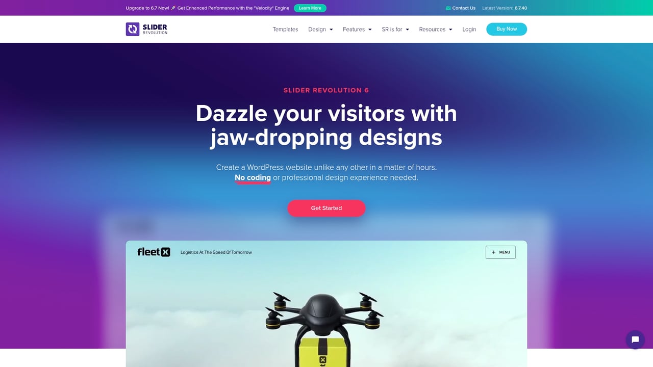 Screenshot of Slider Revolution website
