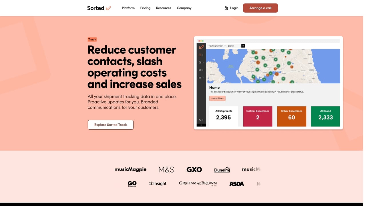 Screenshot of Sorted Return website