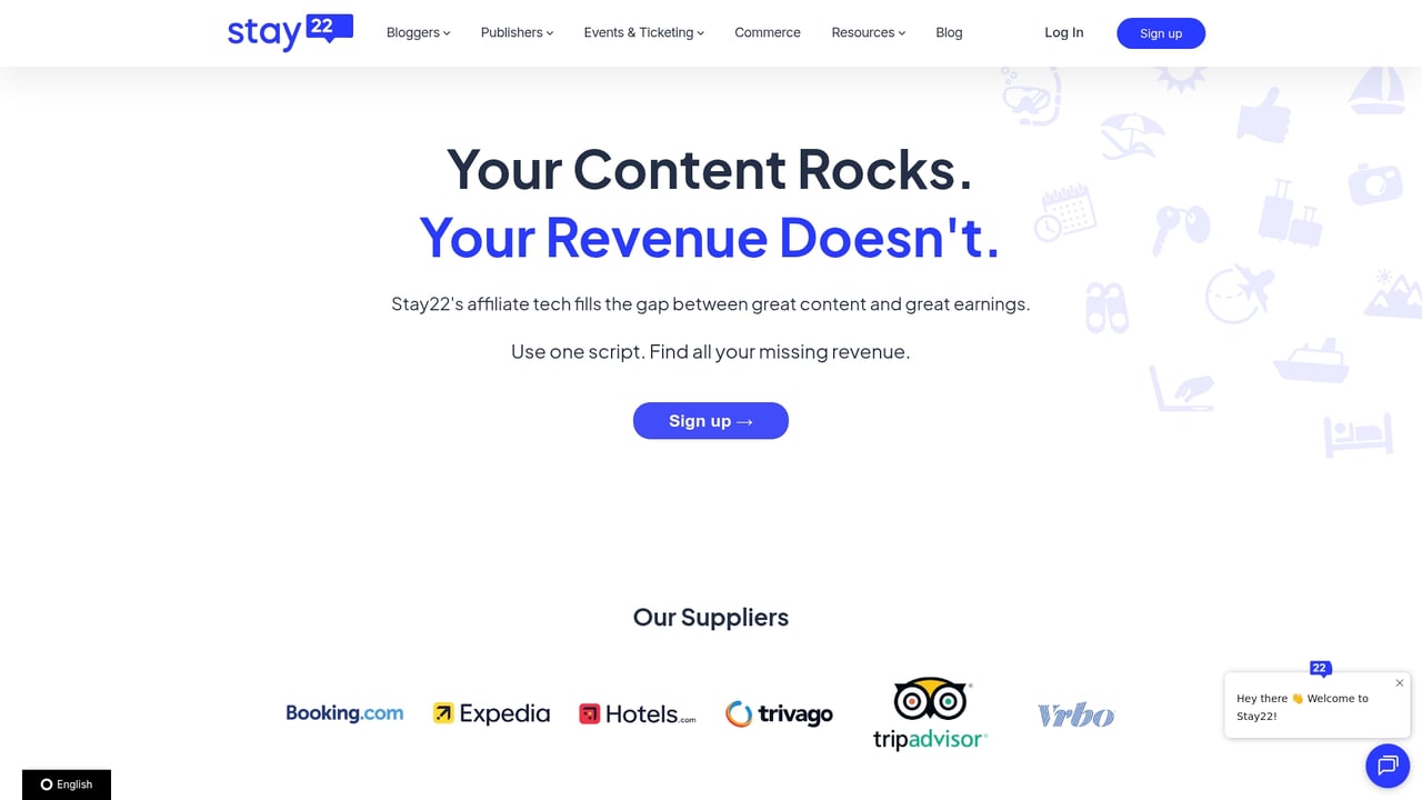 Screenshot of Stay22 website