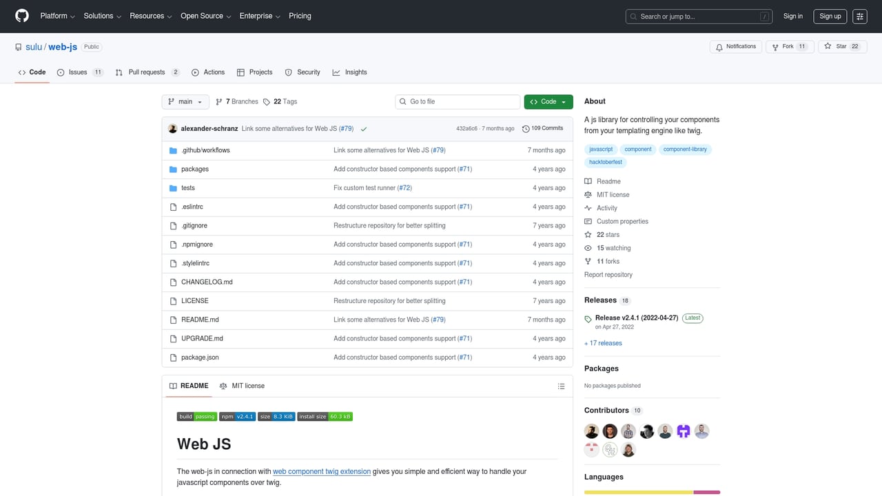 Screenshot of @sulu/web website