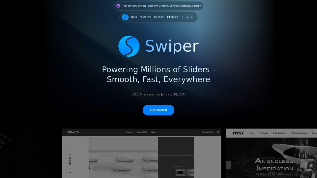 Screenshot of Swiper website