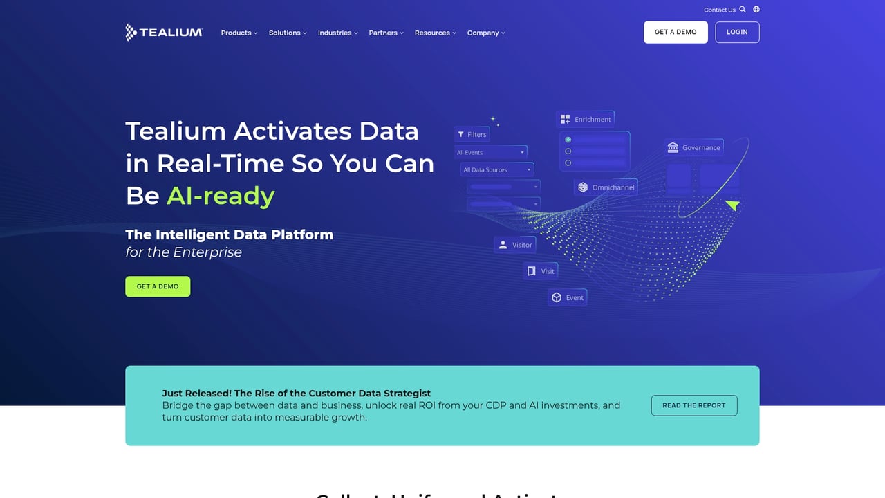 Screenshot of Tealium website