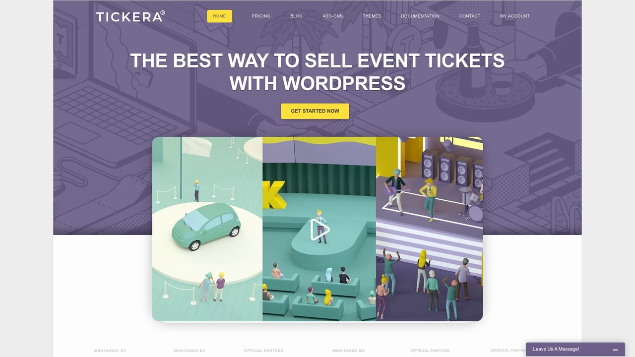 Screenshot of Tickera website