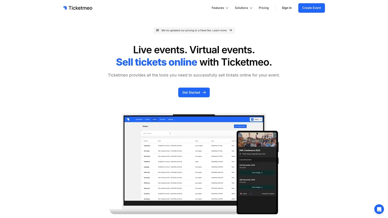 Screenshot of Ticketmeo website