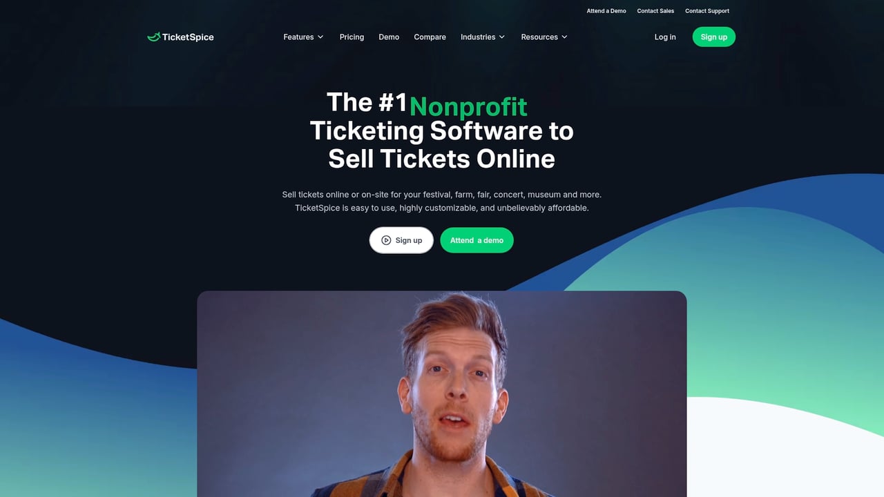 Screenshot of TicketSpice website
