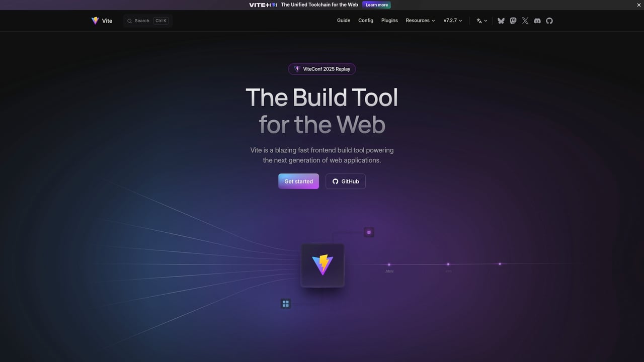 Screenshot of Vite website