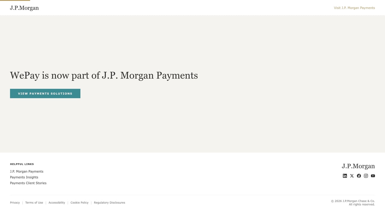 Screenshot of Wepay website