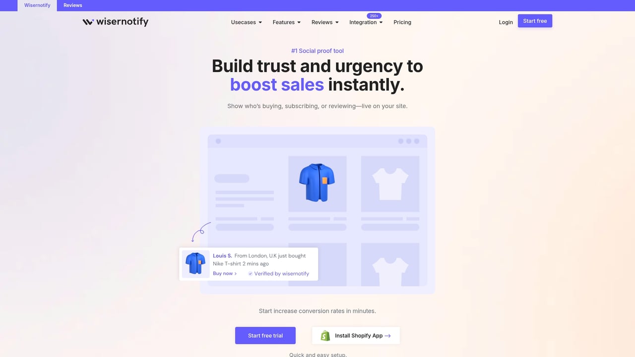 Screenshot of WiserNotify website