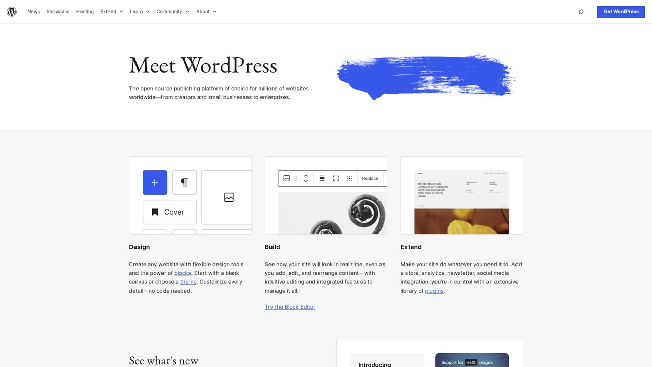 Screenshot of WordPress website