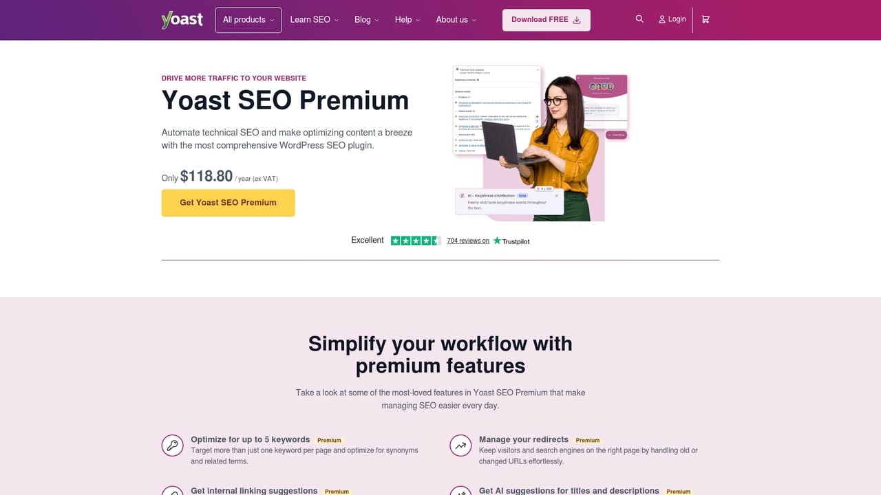 Screenshot of Yoast SEO website
